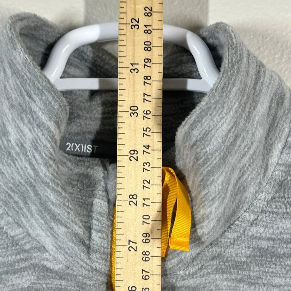 2(X)IST Mens XL Gray Space Dye Quarter Zip Pullover Fleece Jacket Yellow Trim